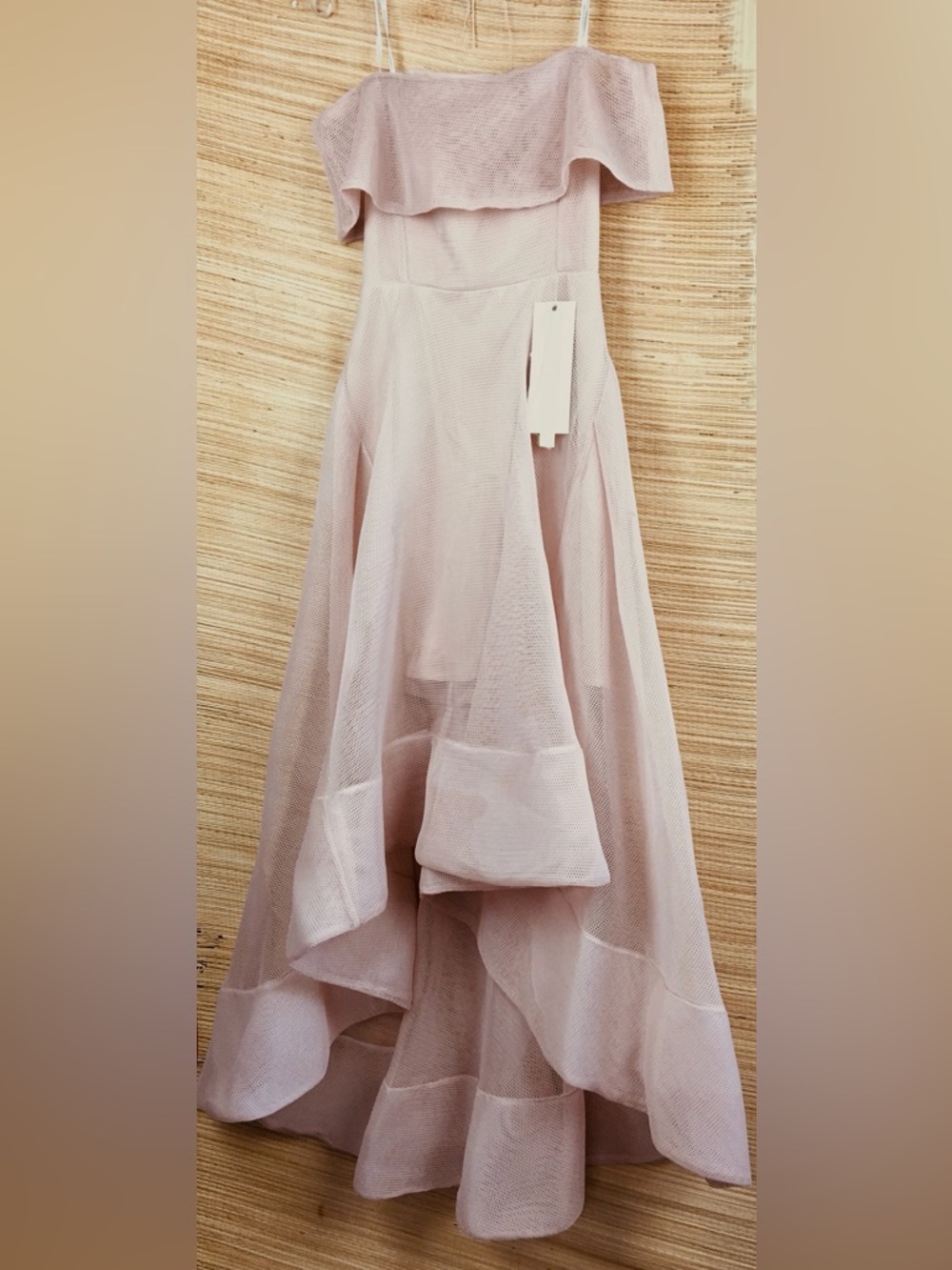 ⁠Bronx and Banco NWT Blush Pink Tulip Off Shoulder Cutout Mesh Gown Dress 4⁠ - Picture 6 of 16